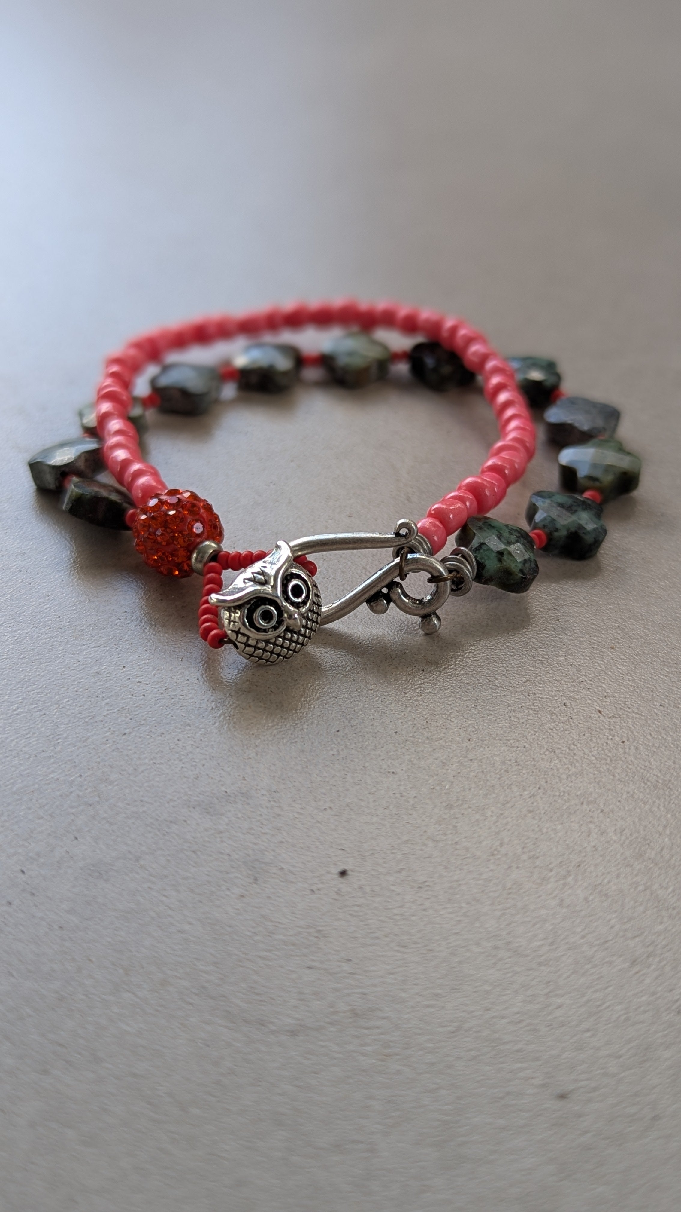 Double Stranded Bracelet with African Turquoise and Glass Seed