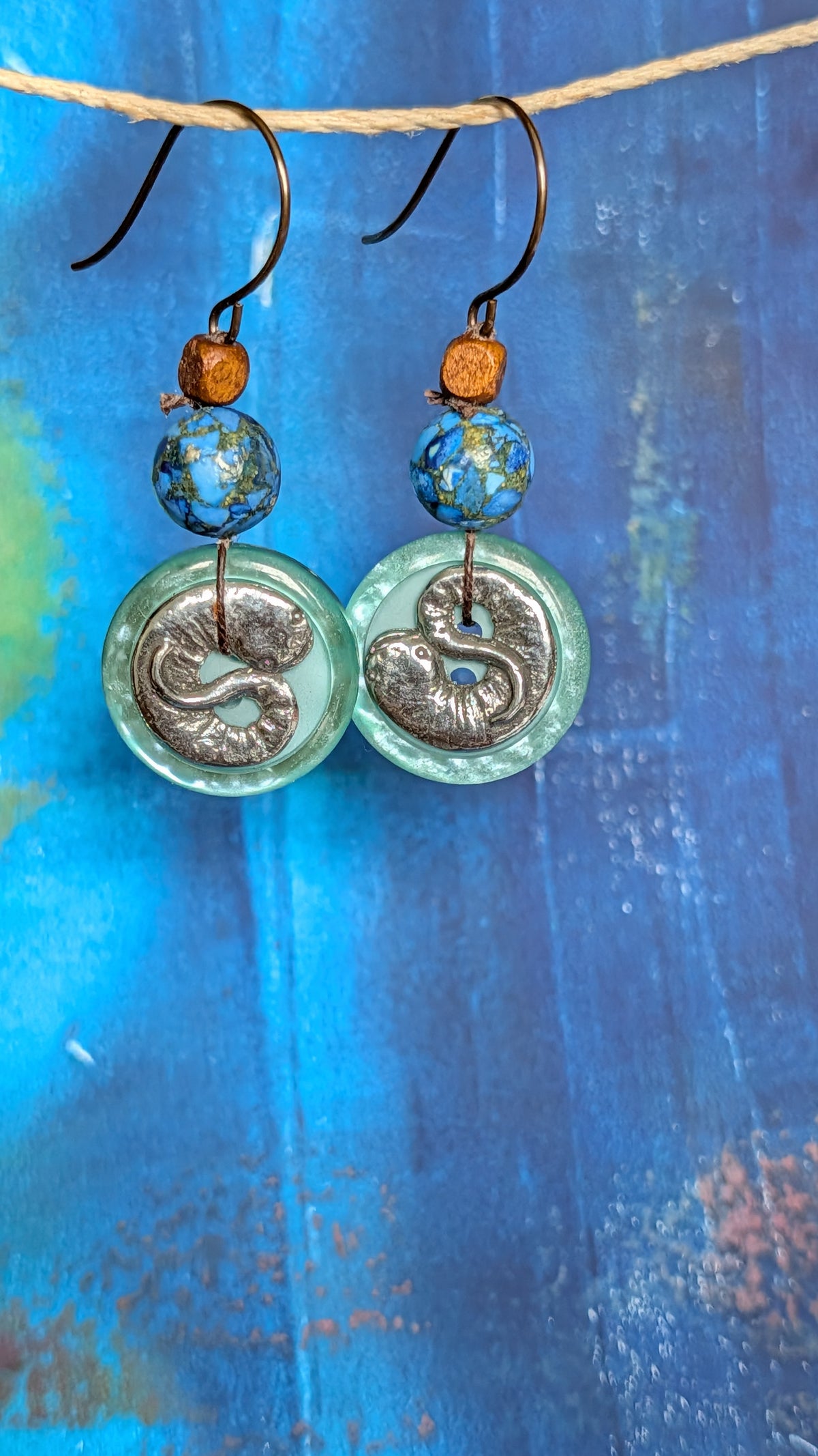 Layered Button Earrings- Salamanders