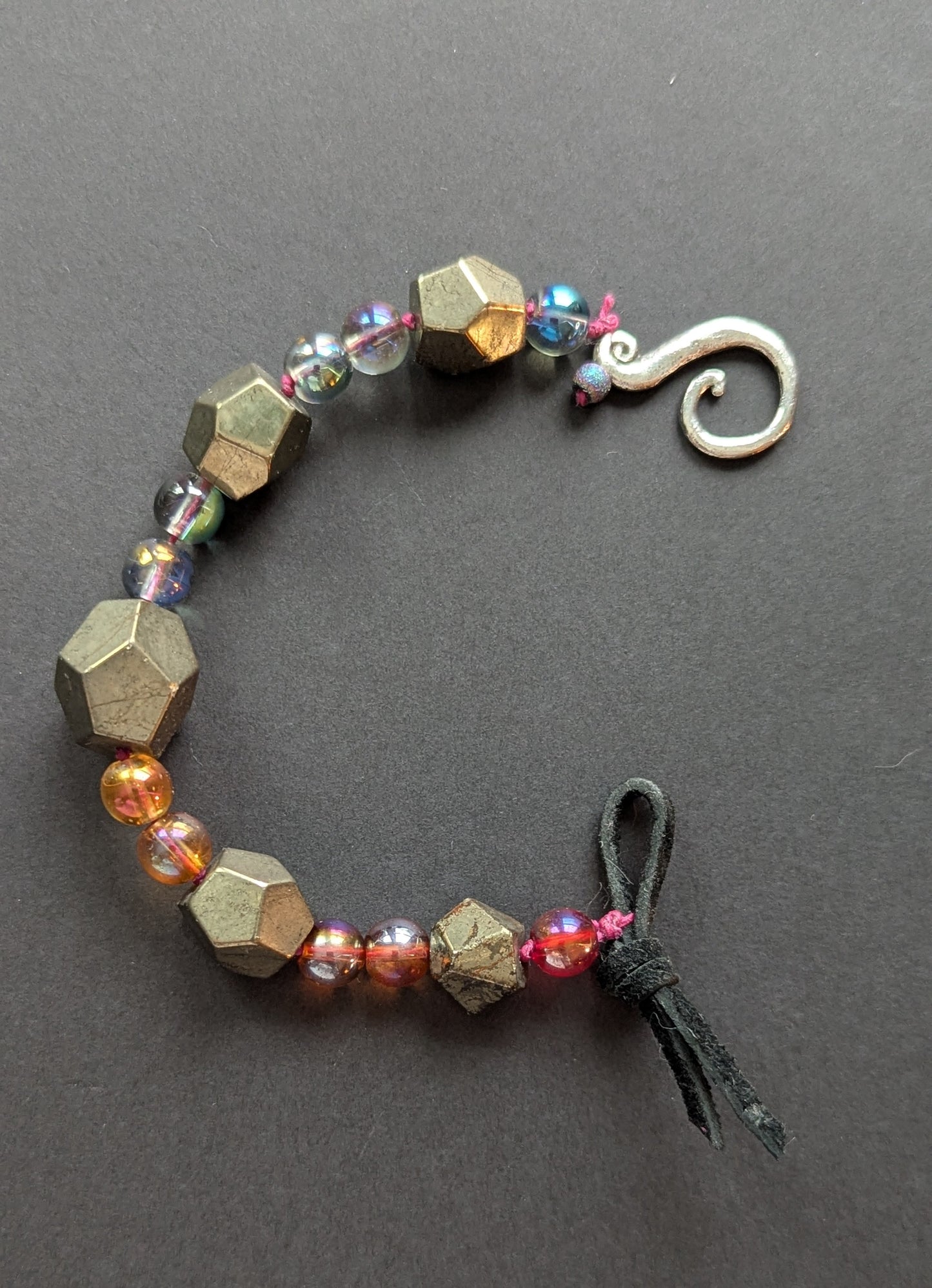 Beaded Bracelet with Pyrite and Glass