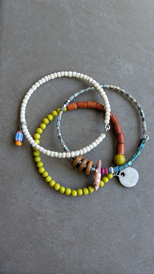 Set of 3 Beaded Bangles