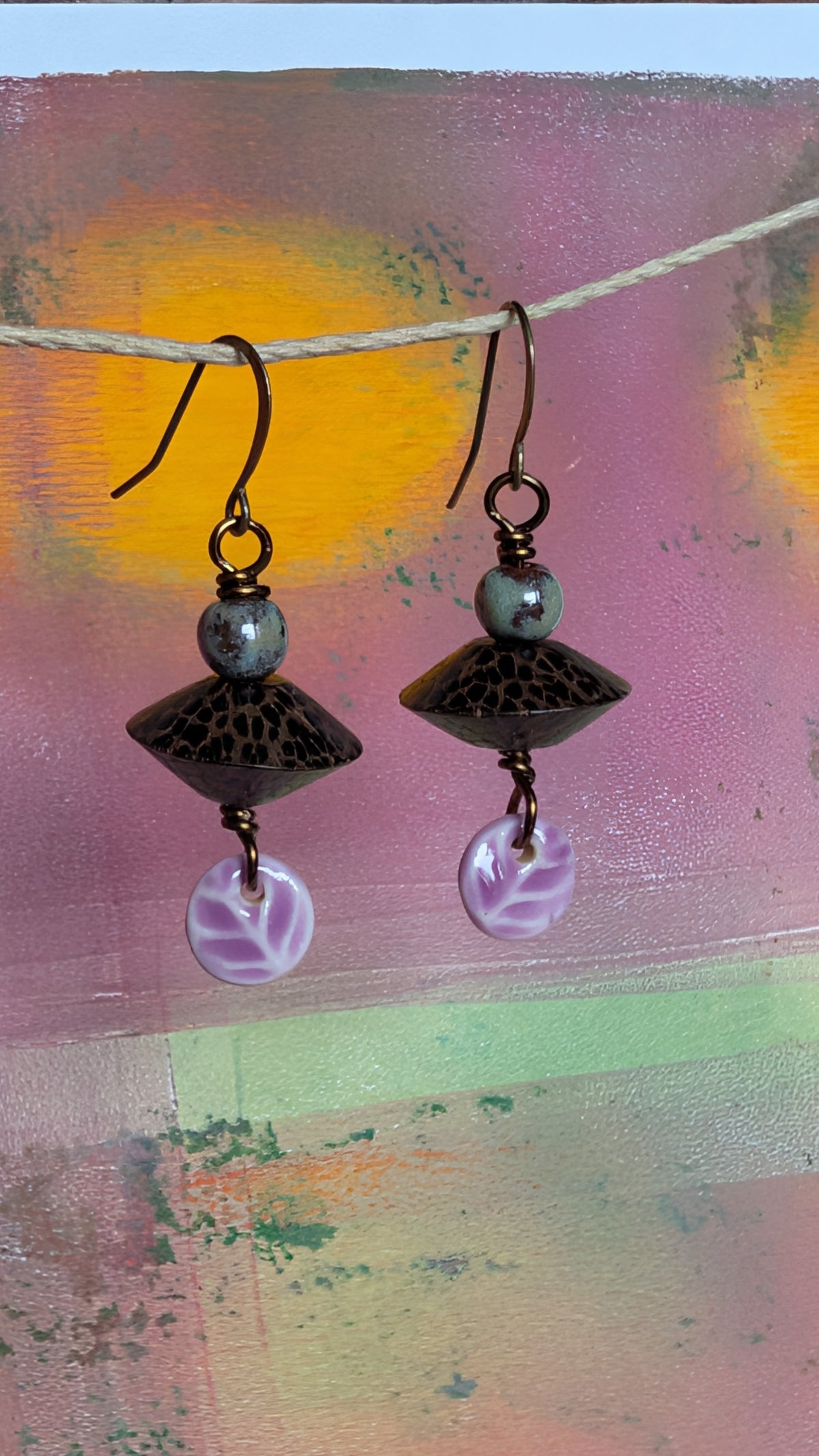 Ceramic and Wood Earrings