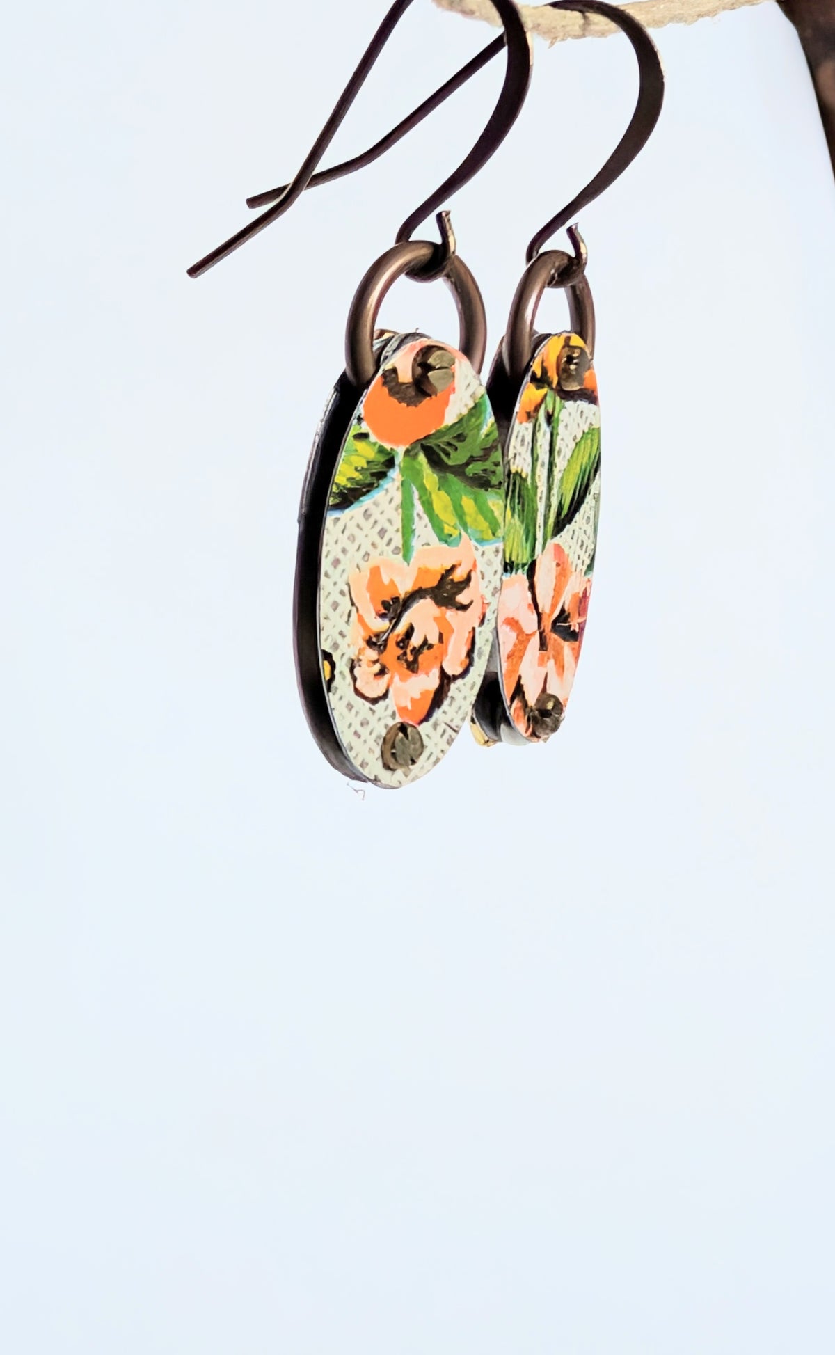Harbinger Collection Riveted Tin Oval Earrings