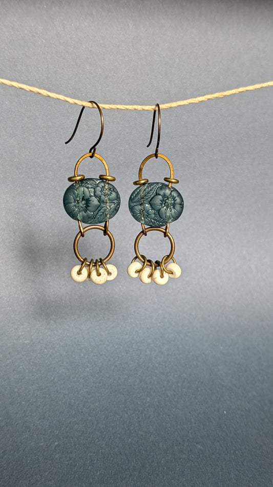 Pressed Glass Blue Dangles