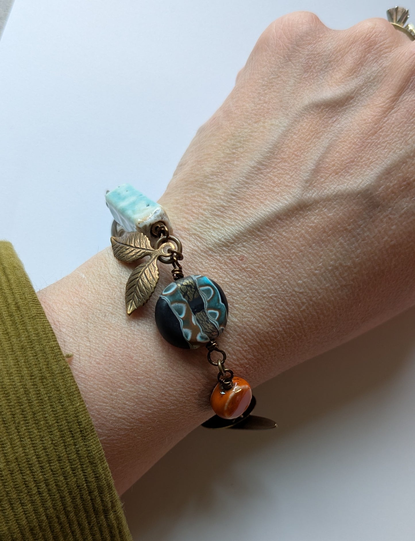 Mixed Media Bracelet with Brass Findings