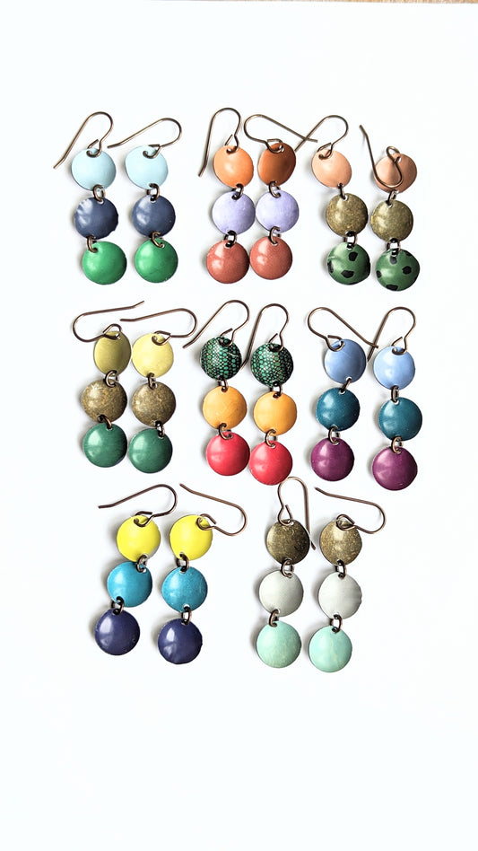 Harbinger Collection Triple Tin Disc Dangles Earrings